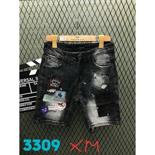 FREESHIP_Quần short jean!Quần jean ngố nam rách 2 màu ĐEN,XANH thêu chữ cao cấp