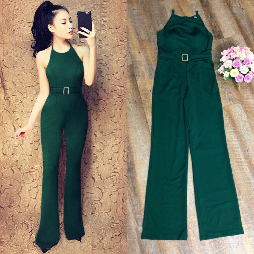 Đồ Bay Nữ 🎁FREESHIP🎁Giảm 45k Khi Mua Đơn Từ 500k - Jumpsuit dáng dài ống suông cổ yếm xinh xắn TJ976