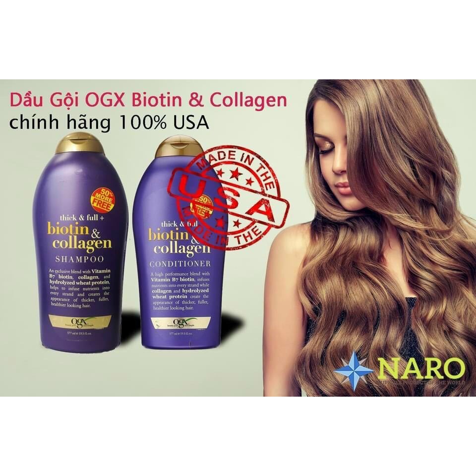 Dầu Xả Dưỡng Dày Tóc 🔸SẢN PHẨM CHÍNH HÃNG🔸 dầu dưỡng OGX Thick & Full + Biotin & Collagen Conditioner 385ml