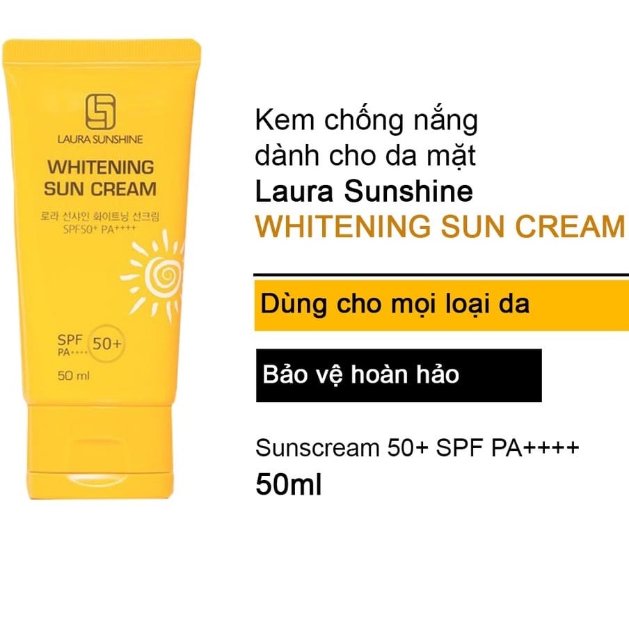 [CHÍNH HÃNG LAURA SUNSHINE] KEM CHỐNG NẮNG DÀNH CHO DA MẶT LAURA SUNSHINE - WHITENING SUN CREAM NHẬT KIM ANH SPF50 PA++