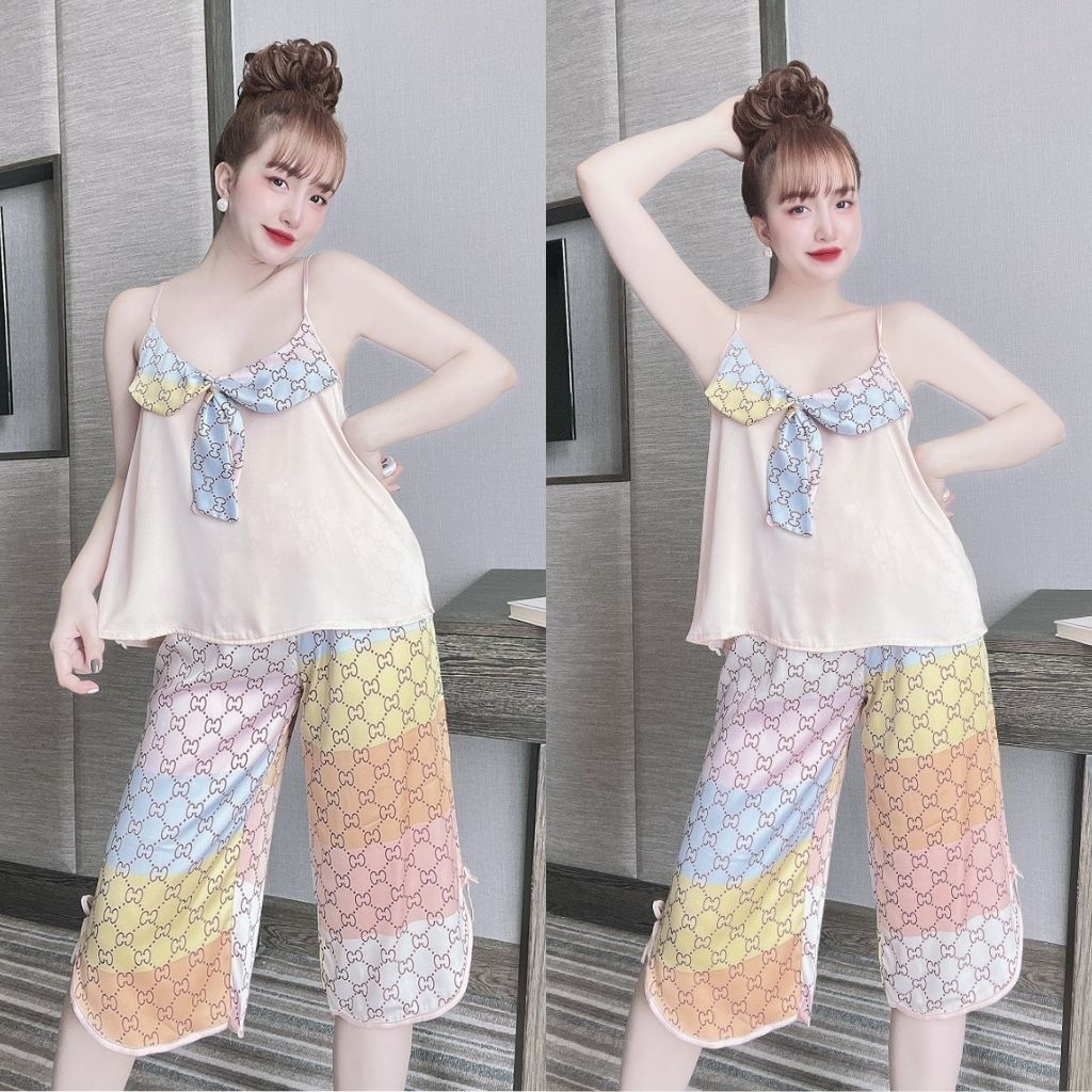 Đồ Ngủ Nữ, Đồ Ngủ Sexy lụa Latin cao cấp mềm mại xinh xắn &lt; 63KG