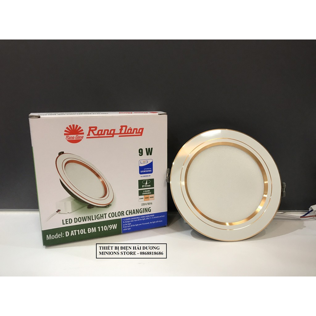 Đèn LED Downlight Âm Trần 3 Chế Độ Rạng Đông AT20 ĐM 110/12W - Viền Vàng - Bảo hành 2 năm