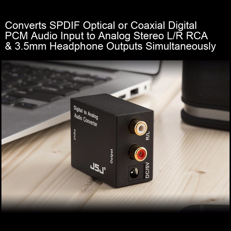 Bộ chuyển đổi âm thanh optical audio optical sang analog hiệu JSJ - Tặng kèm cáp optical