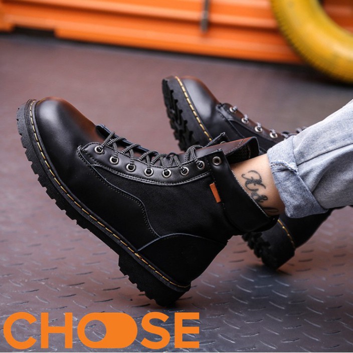 [Nhungnhung]  Giày Nam Boot Nam Cổ Cao Choose Màu trơn tuột tuột Bụi Bặm G2616 hai 15