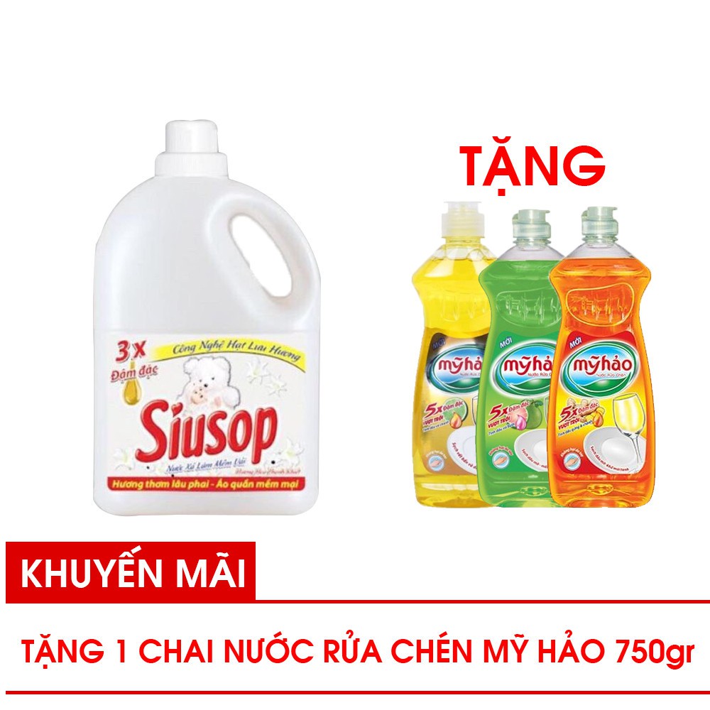 (ĐỦ MÀU) Nước xả vải Siusop Hương Hoa 3,8kg+ Tặng Chai NRC 750gr (Ngẫu Nhiên)