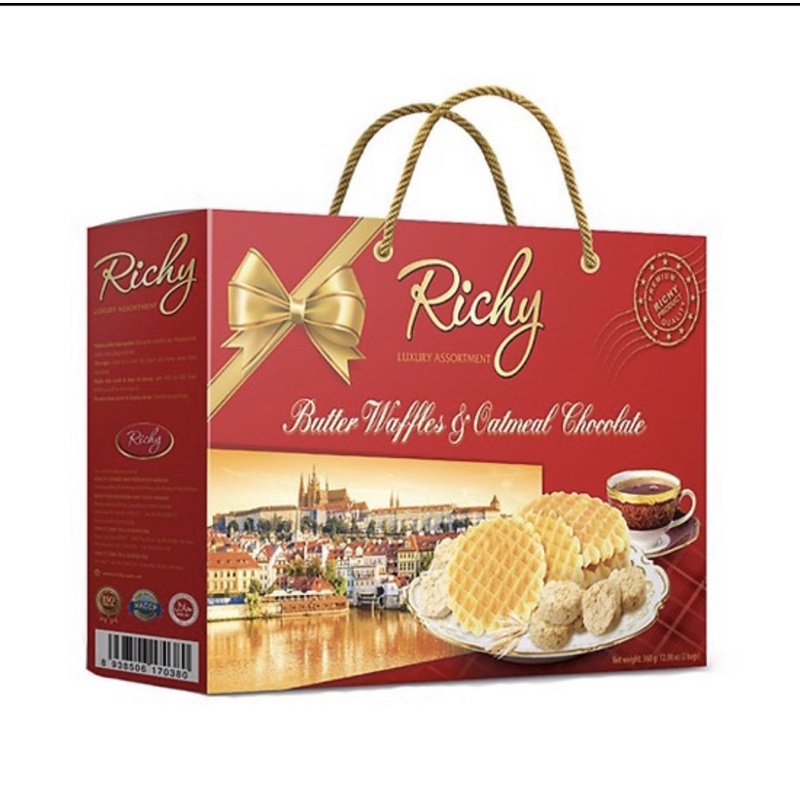 🎁🎁🎁🎁 Bánh Richy hộp quai xách 368g Tết 2022