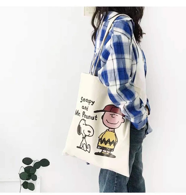 [Túi tote] Túi vải Snoopy cún và người DTR0719