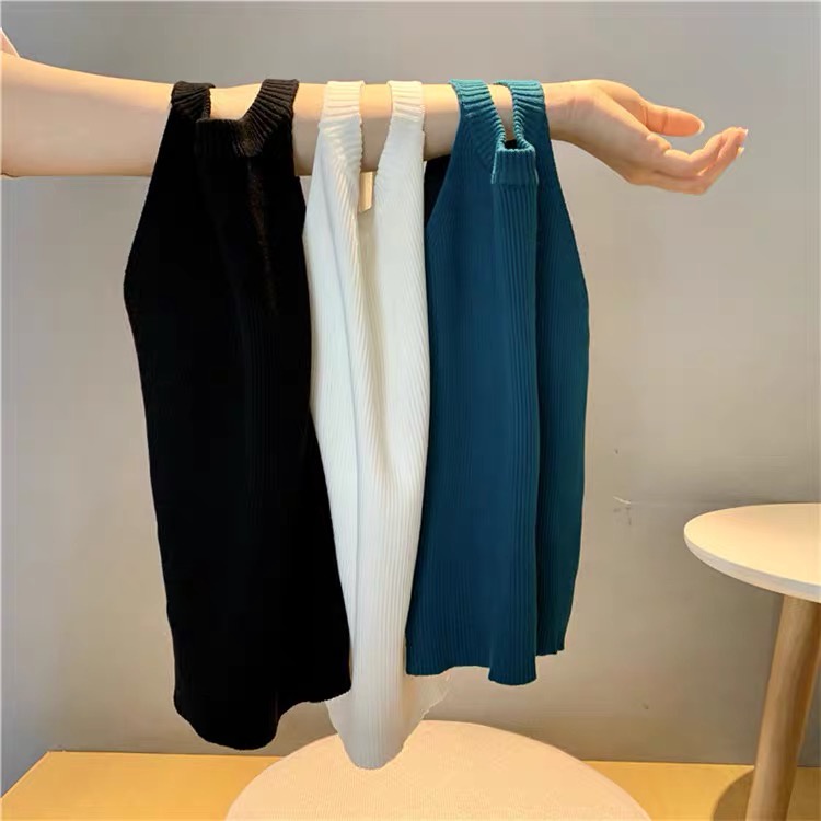Áo ba lỗ len tăm nữ - Áo thun dệt kim nữ hàng đẹp Quảng Châu cao cấp
