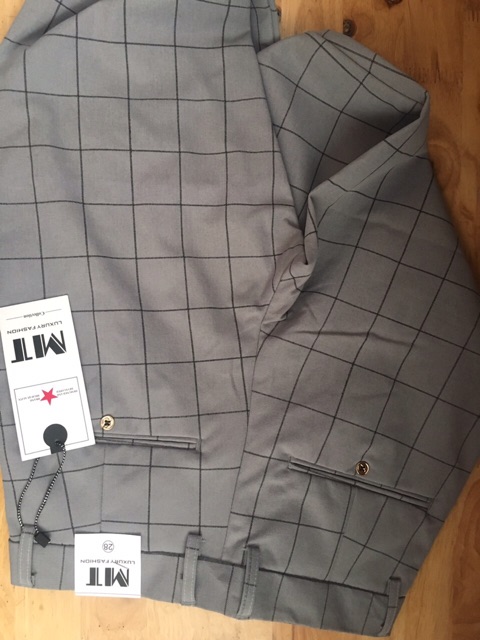 Quần Tây Caro Xám Ống Côn Hình Thật Giá Rẻ