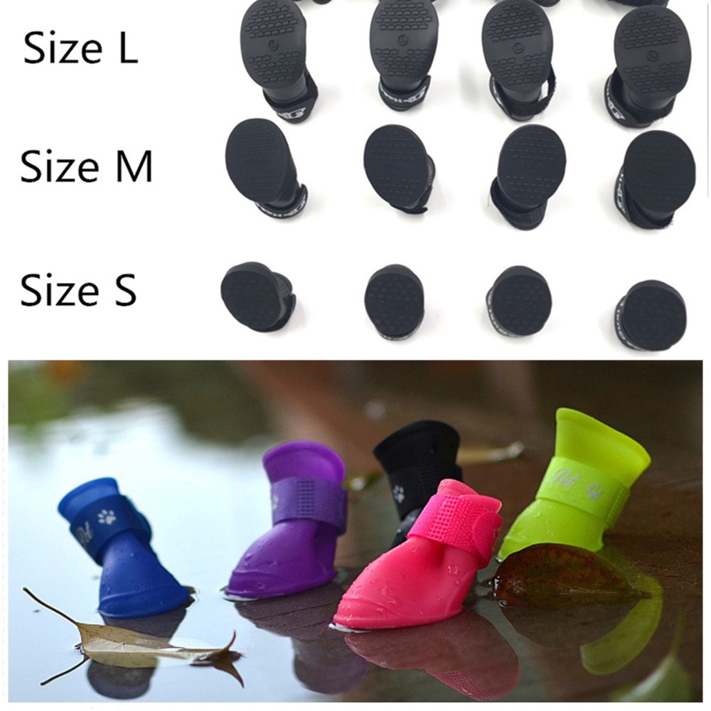 4 Cái Cho Chó Cưng Giày Đi Mưa Cho Chó Giày Chống Nước Chống Trượt Cho Chó York Giày Cao Su Mùa Đông Cho Chó Nhỏ Chihuahua