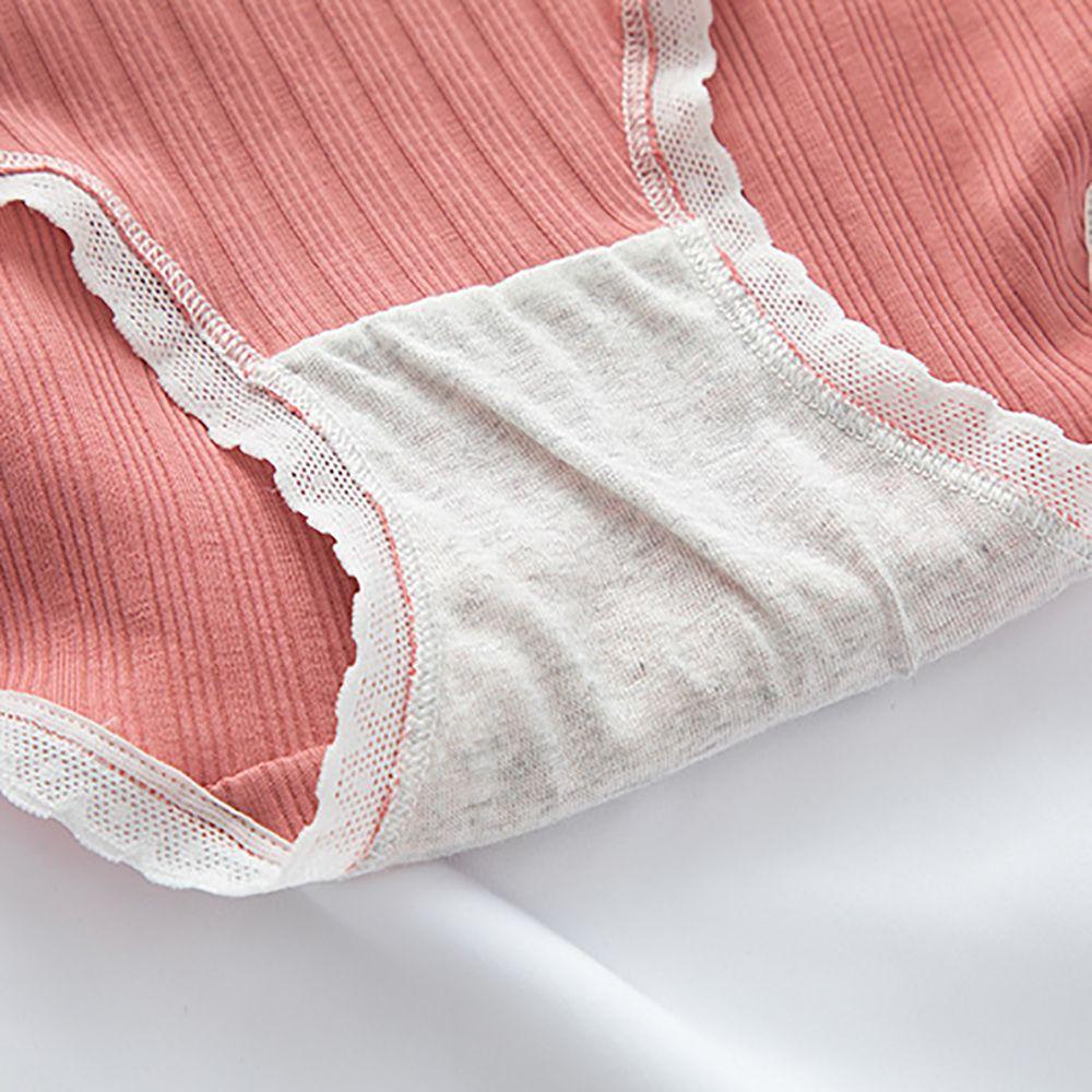 Quần Lót Lưng Vừa Phối Ren Thoáng Khí In Họa Tiết Dâu Tây / Thỏ Dễ Thương Thời Trang Cho Nữ 2Li