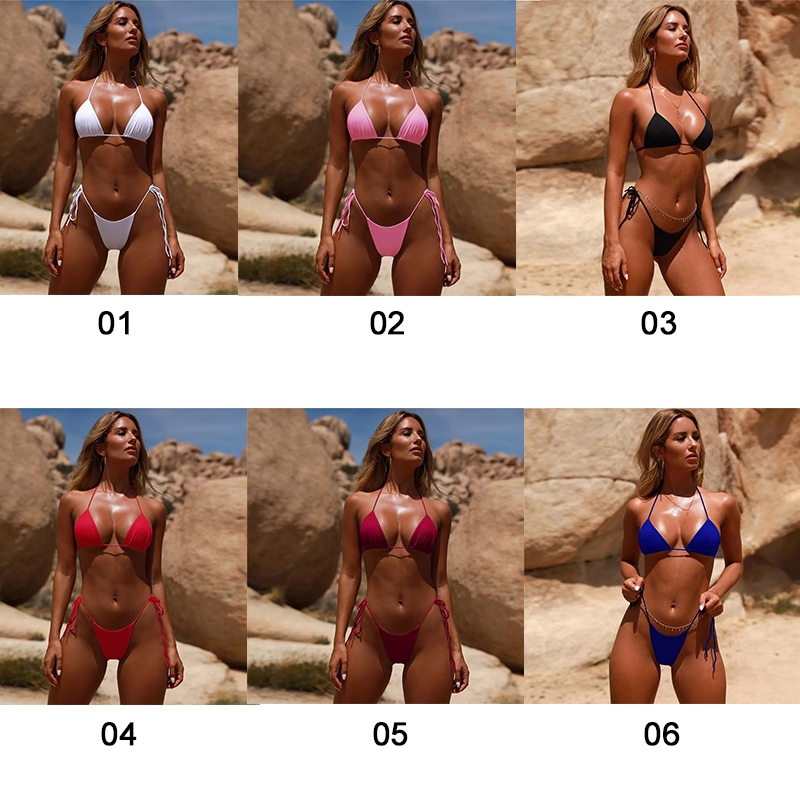 Bikini phối ren màu trơn quyến rũ thời trang | BigBuy360 - bigbuy360.vn