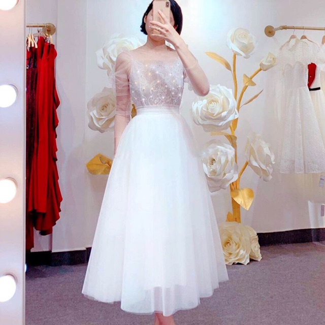 Đầm xoè đi biển voan hoa có lót TRIPBLE T DRESS - Free size dưới 54kg - MS50HD