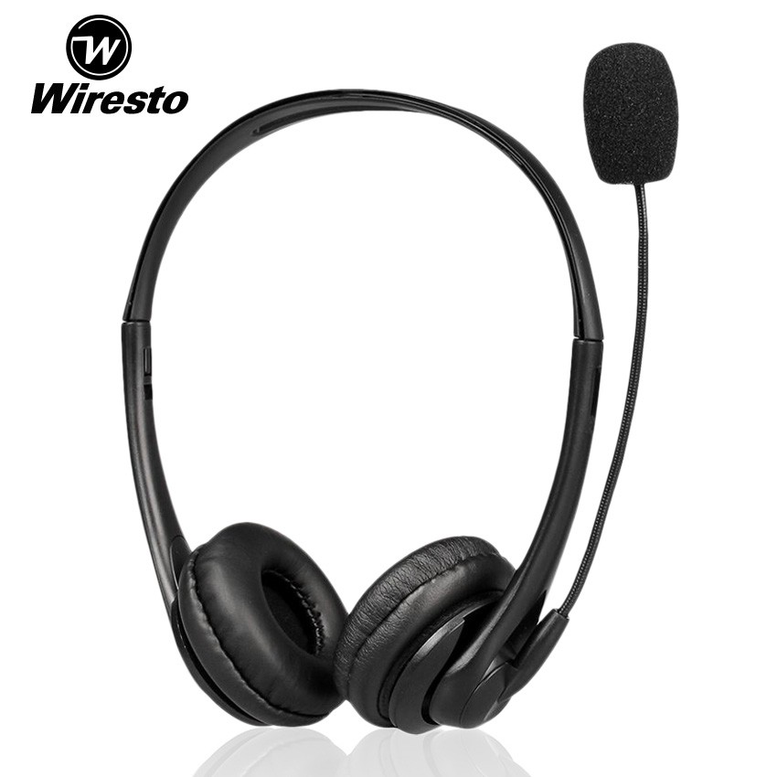 Tai Nghe Chụp Tai Wiresto Có Micro Xoay 360 Độ Khử Tiếng Ồn Với Đệm Bằng Da Dùng Cho Máy Tính Bàn / Điện Thoại