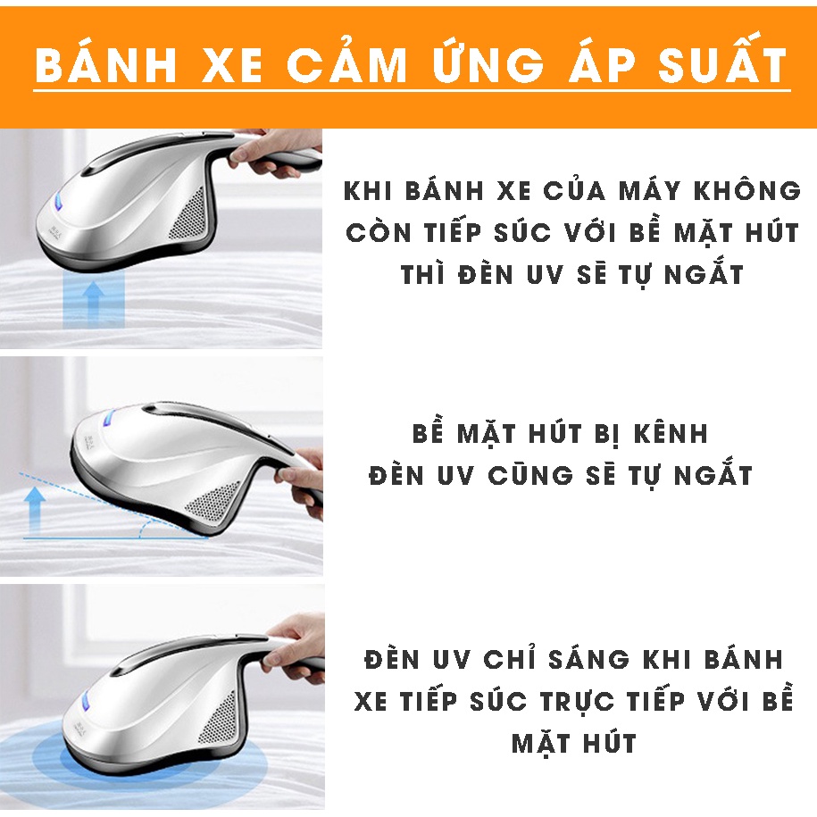 Máy Hút Bụi Giường Nệm, Sofa Cầm Tay Diệt Khuẩn UV Cao Cấp - Vệ Sinh Giường Nệm Sạch Sẽ &amp; Hiệu Quả