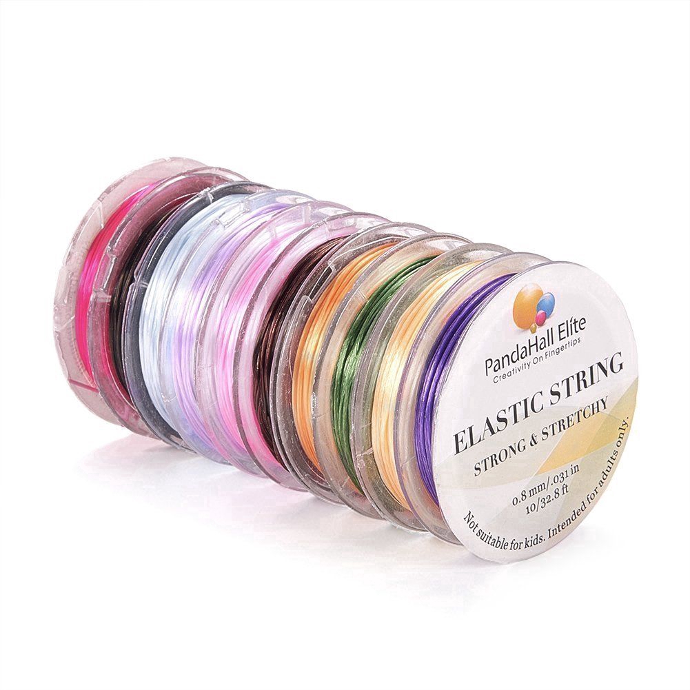 Set 10 cuộn dây sợi co giãn dùng làm trang sức/đồ thủ công dày 0.8mm 10m