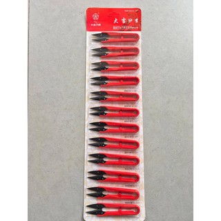 Vỉ 12 kéo bấm cắt chỉ nhựa đỏ dj-107