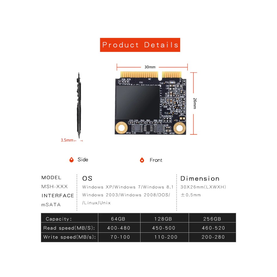 Ổ đĩa cứng SSD mSata halfsize 128G