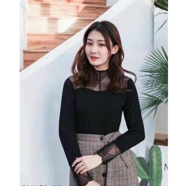 Áo len tăm giư nhiệnt nưx phối ren cổ tay 7022 hàng cao cấp