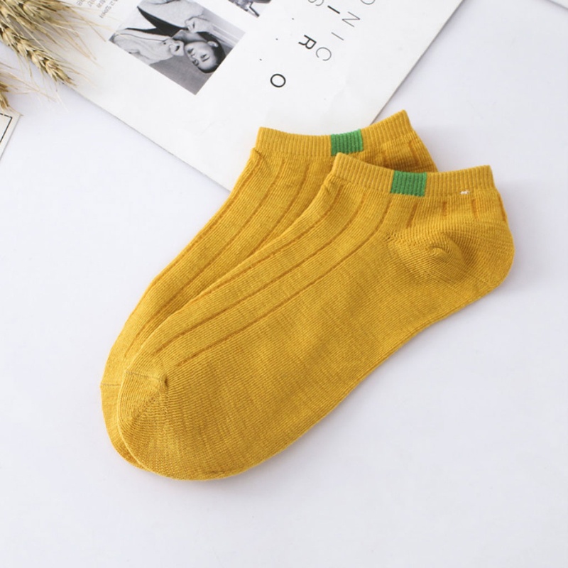 1 Đôi Tất Cotton Cổ Thấp Mềm Mại Họa Tiết Kẻ Sọc Thời Trang Unisex