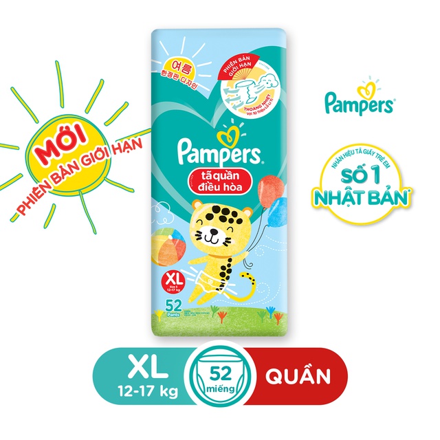 [Nhập MKBMT6 Giảm 6% Đơn từ 399K] Tã Quần Pampers Điều Hoà Gói Lớn L60/XL52/XXL44