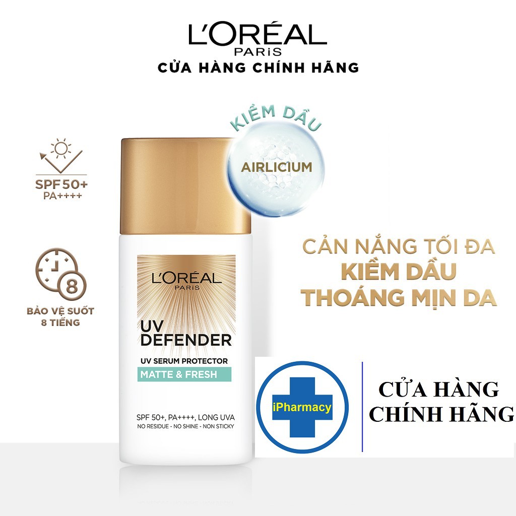 Kem Chống Nắng L’Oreal Mịn Nhẹ Kiềm Dầu Thoáng Mịn Da 50ml UV Defender Matte & Fresh SPF 50+ PA ++++