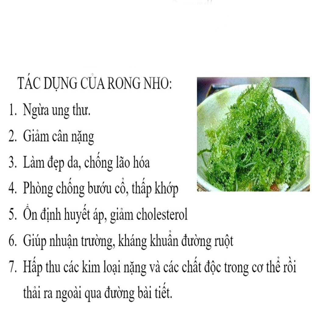 Rong nho tách nước Gren Food túi 100gr, giá rong nho biển Nhật, lợi ích của rong nho, rong nho ăn với nước sốt mè rang