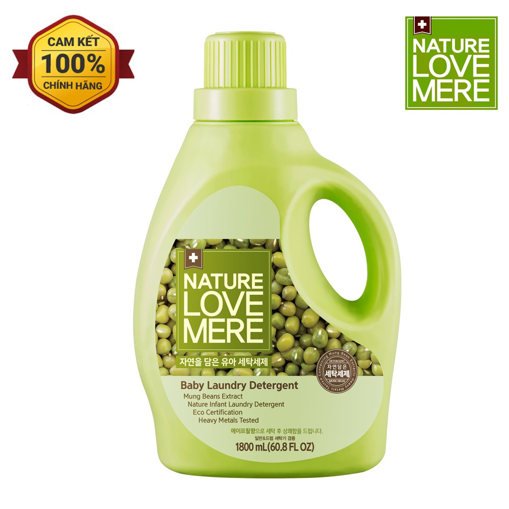 [Mã SKAMLTB298 giảm 20K đơn 0Đ] Nước giặt Nature Love Mere hương đậu xanh Mungbean chai 1.8L/ túi 1.3L