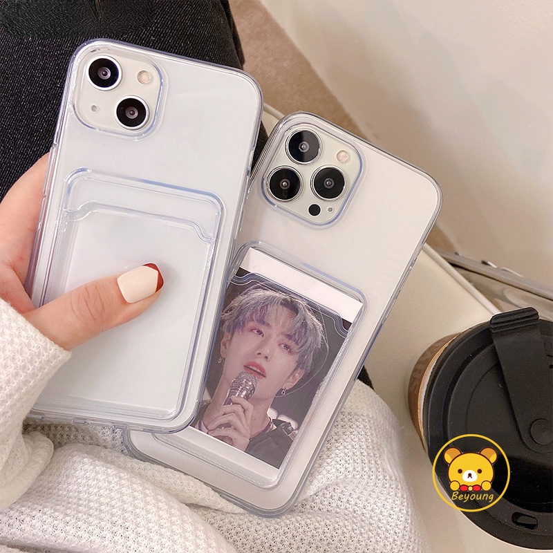 Ốp Điện Thoại TPU Mềm Trong Suốt Có Ngăn Đựng Thẻ Cho Realme 5 5i 5s 6i C3