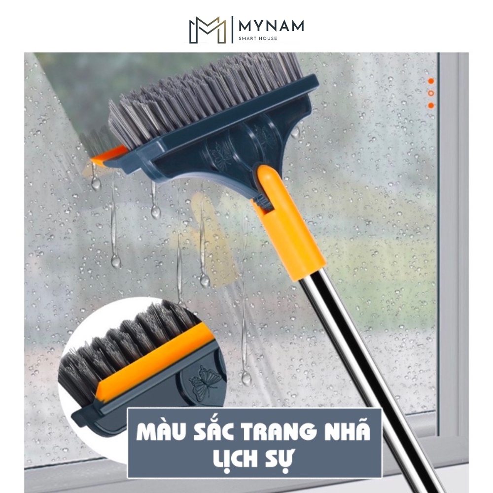 Chổi MYNAM cán dài đa năng 2trong1 gạt nước chà sàn nhà tắm quét đa năng kích thước 1m2