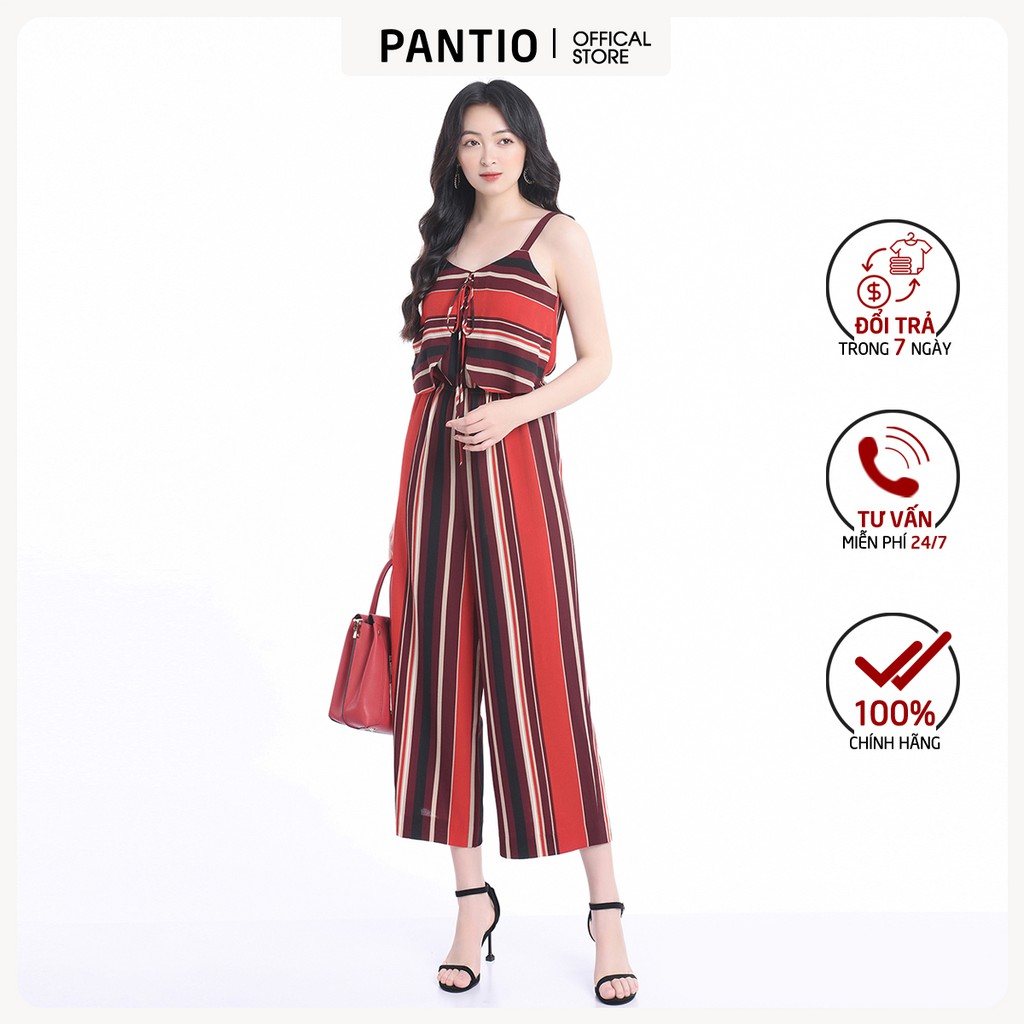 Jumpsuit kẻ dáng suông chun eo không tay FJS3078 - PANTIO