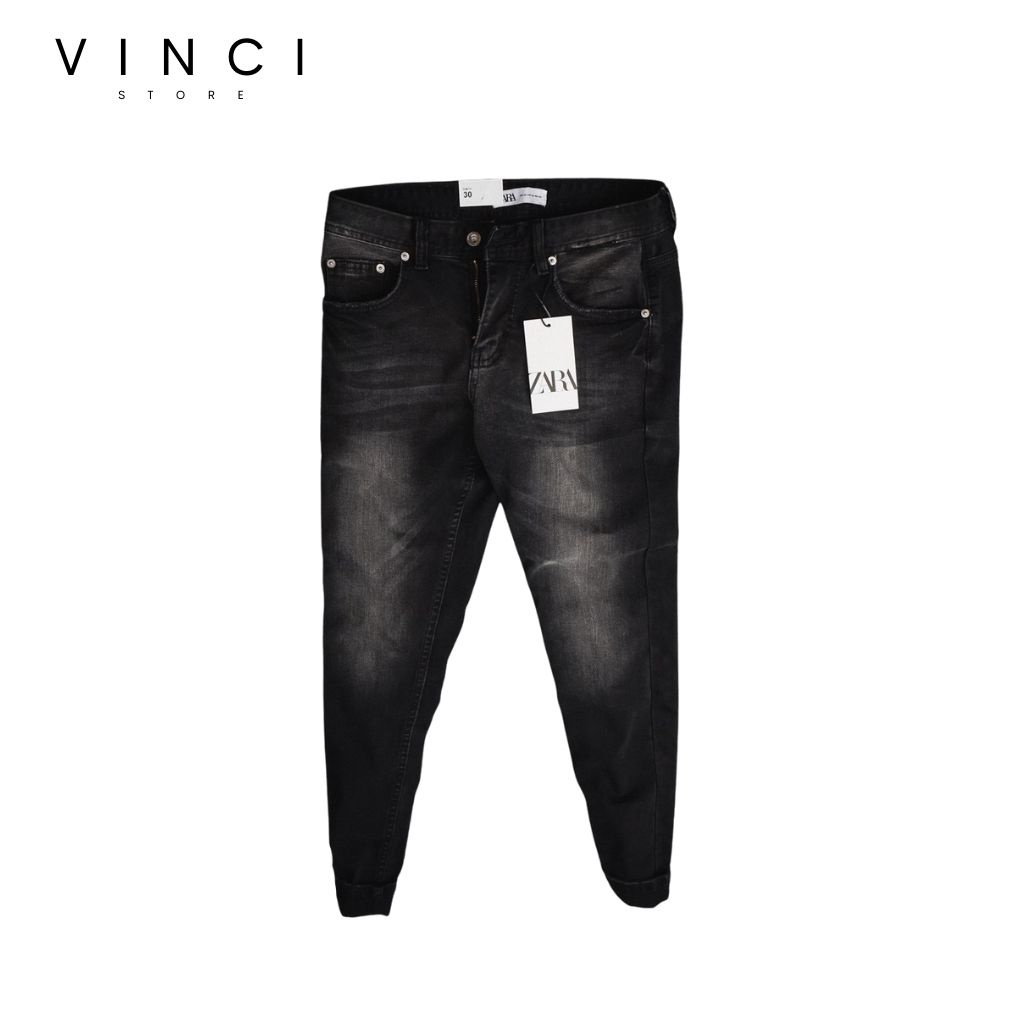 Quần Jean Nam  ZR xanh trơn slim fit ống côn co dãn vnxk | BigBuy360 - bigbuy360.vn
