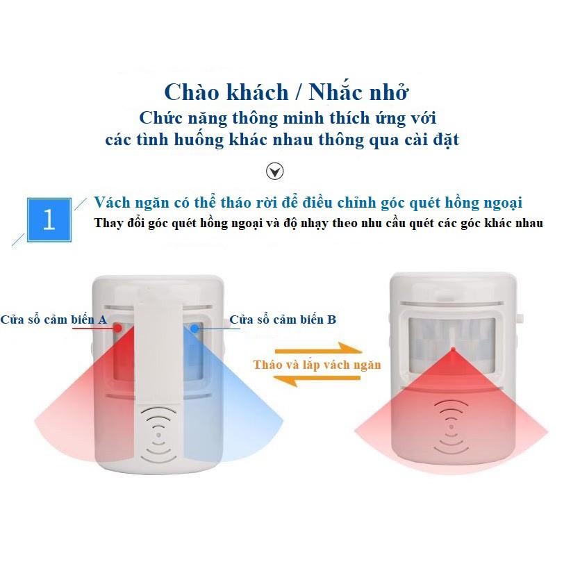 [Freeship] Chuông báo cảm biến, chuông báo trộm báo động không dây, chuông chào khách, chuông gắn cửa giá rẻ, chuông cửa