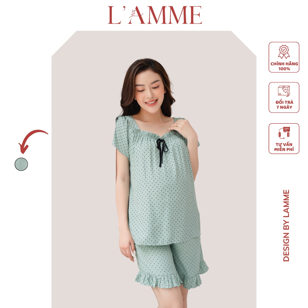 Bộ bầu mặc nhà BN02 với họa tiết chấm bi cùng chất liệu đũi hàn mềm nhẹ không nhăn by LAMME