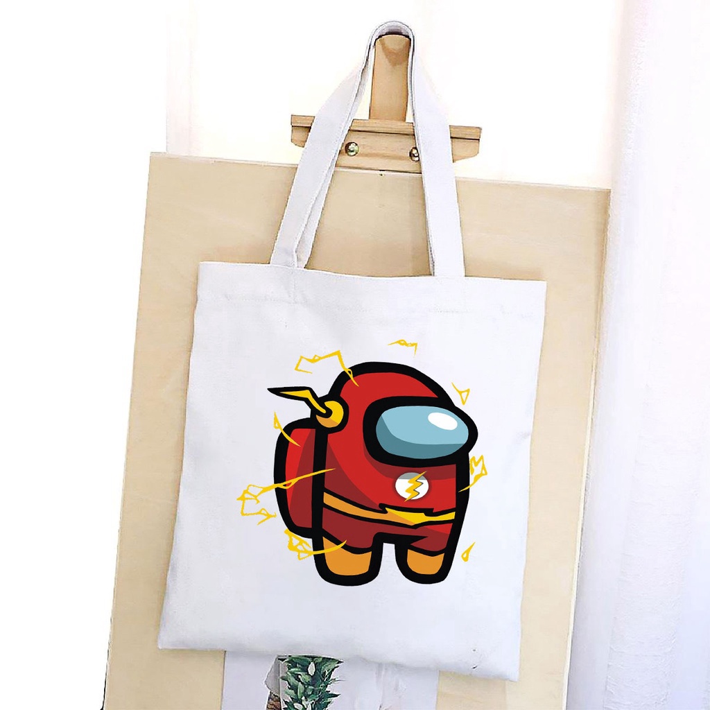 BST TÚI VẢI IN Among Us 1 ĐEO VAI TOTE CANVAS BAG CÓ KHÓA KÉO SIZE LỚN 33x38cm AOMIVN PHONG CÁCH CÁ TÍNH HOT TREND NHIỀU