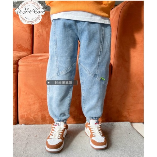 Quần jean jogger bò bé trai gái dáng rộng thời trang phong cách hàn quốc size đại 3/4/5/6/7/8/9/10/11/12 tuổi, 13-50kg