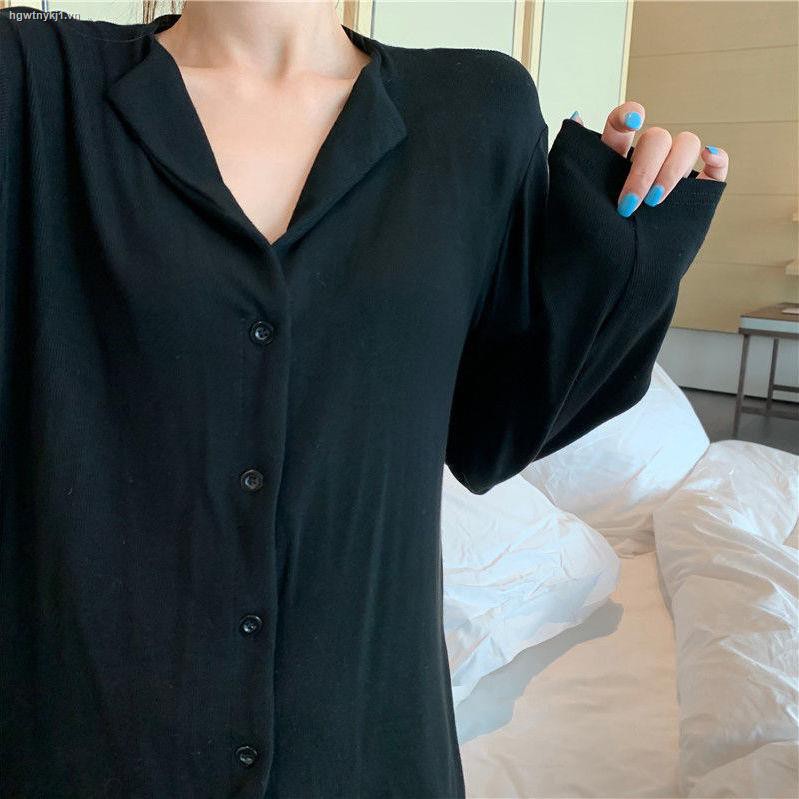 Bộ Đồ Ngủ Pijama Dáng Rộng Kiểu Hàn Quốc Thời Trang Xuân Thu 2021