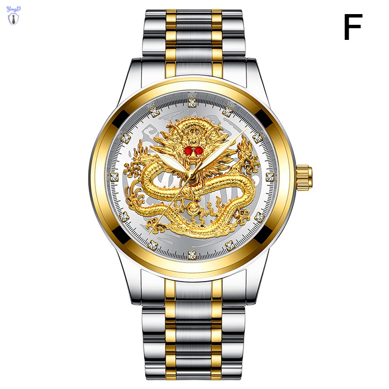 Đồng Hồ Đeo Tay Hình Rồng Vàng Chống Thấm Nước Không Cơ Khí Phù Hợp Với Nam Giới Trung Niên