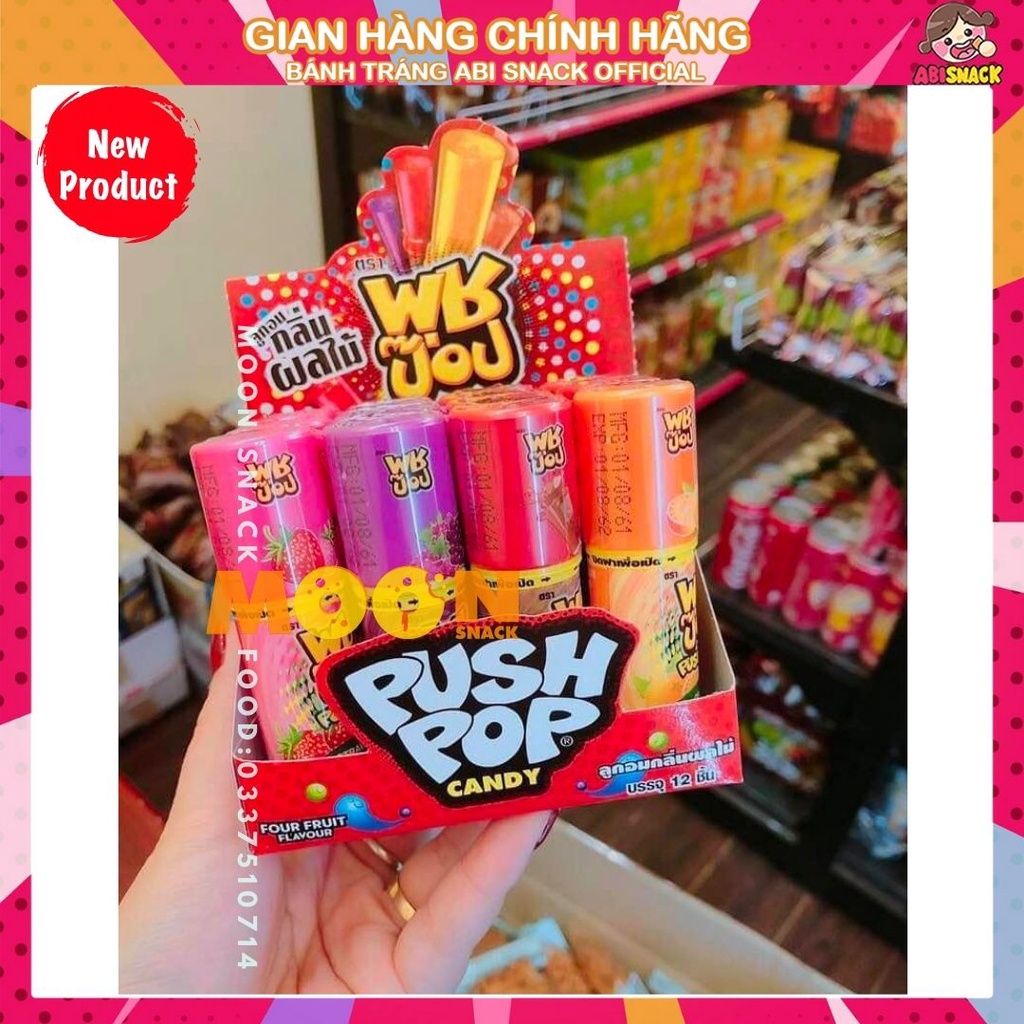 Siêu Hot Kẹo Son Thỏi Thái Lan 4 VỊ Cola-Nho-Cam- Dâu Push Pop Cây 14g