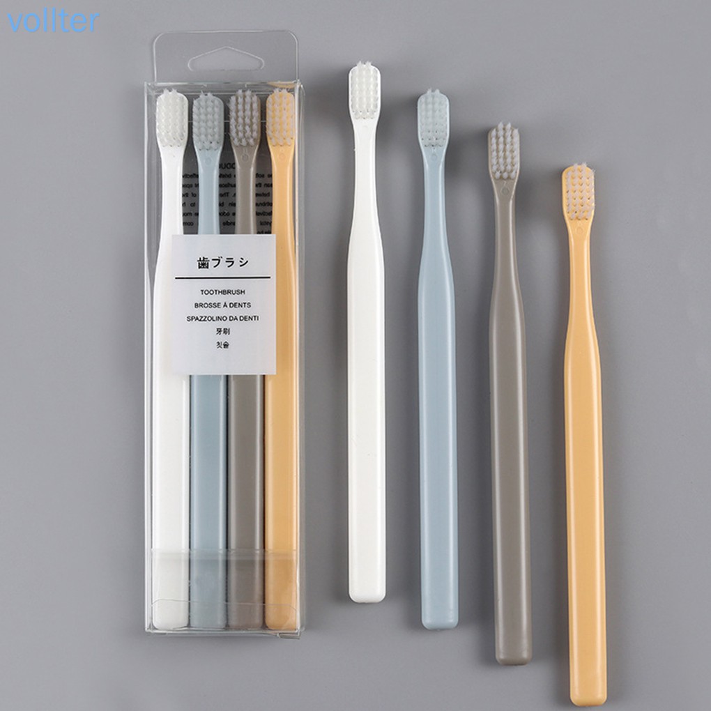Bộ 4 Bàn Chải Đánh Răng Lông Nylon Mềm Dành Cho Người Lớn
