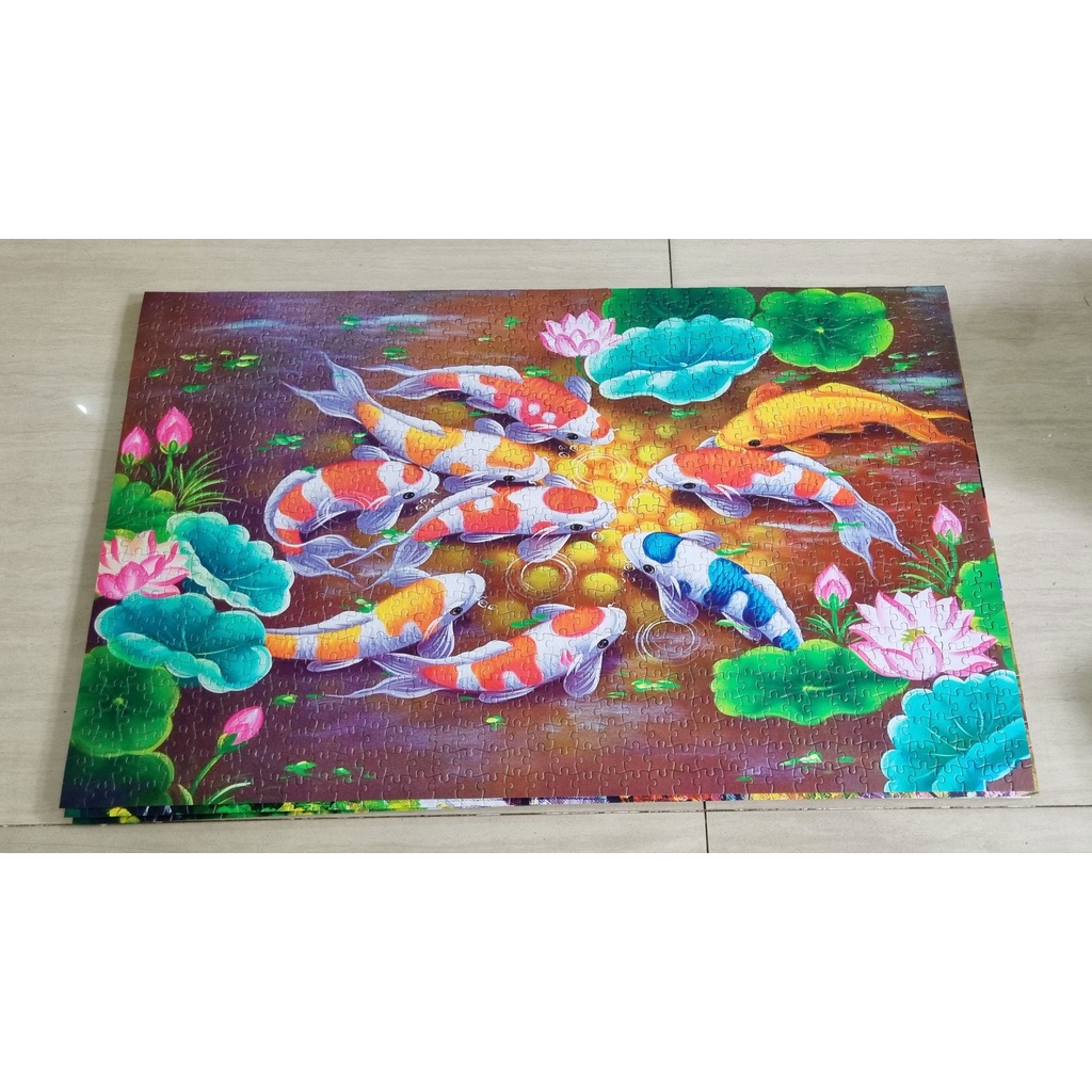 Bộ Tranh Xếp Hình Minh Châu 1000 Mảnh – Cửu Ngư Quần Hội (50x80cm)