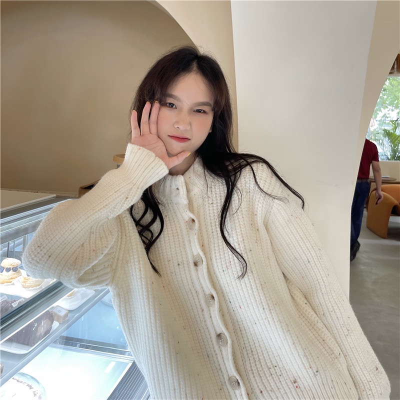 Korean Women loose long-sleeved sweater knit cardigan jacket