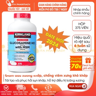 Viên Uống Glucosamine 1500mg MSM 1500mg Bổ Xương Khớp Glucosamin Kirkland Mỹ 375 Viên – Mẫu viên trắng – Hỗ trợ giảm đau