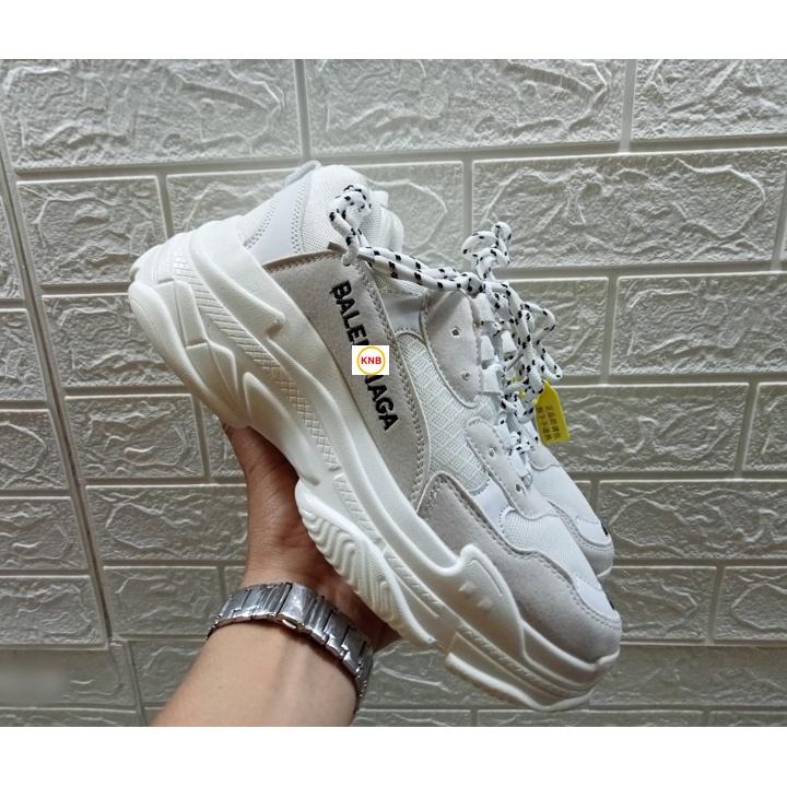 [Tặng tất + Freeship] GIÀY THỂ THAO NAM NỮ BALENCIAGA Triple S sneaker cao cấp trắng-đế trắng, size 36-43....