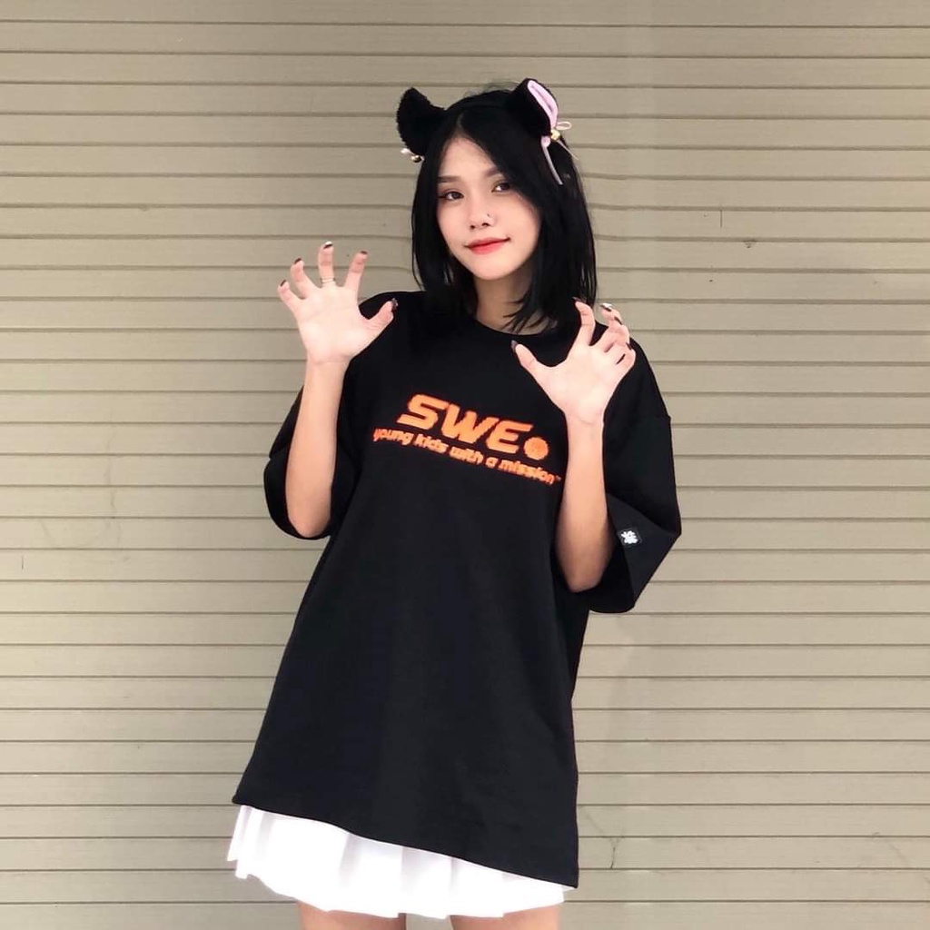 Áo Thun Swe Áo thun tay lỡ form rộng Unisex 38-65kg Nam Nữ [ẢNH THẬT]