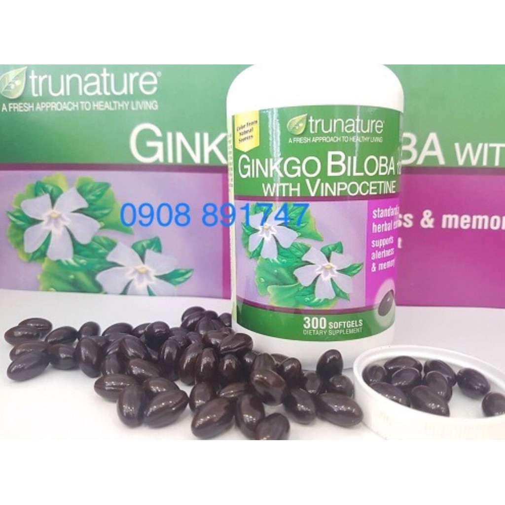 ( Mẫu mới) Viên uống bổ não trunature Ginkgo Biloba with Vinpocetine 340 viên