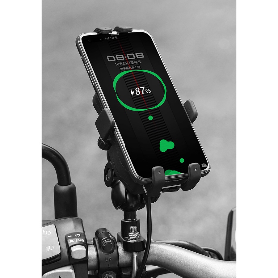 Giá Kẹp Điện Thoại 6 Chân Moto-wolf  Có Sạc [ 1 Chiếc ]