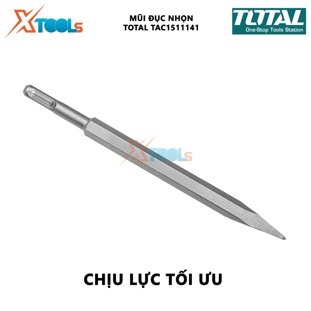 Mũi đục nhọn TOTAL TAC1511141 | mũi đục chiều dài 250mm đục, khoét các bề mặt cứng khác nhau [CHÍNH HÃNG] [XTOOLs]