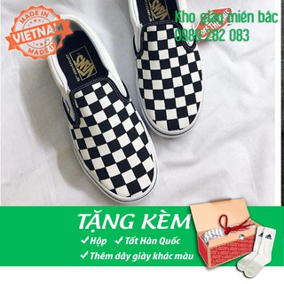 [FREE SHIP + FULL BOX]  Giày vans slip on caro nam nữ giá rẻ