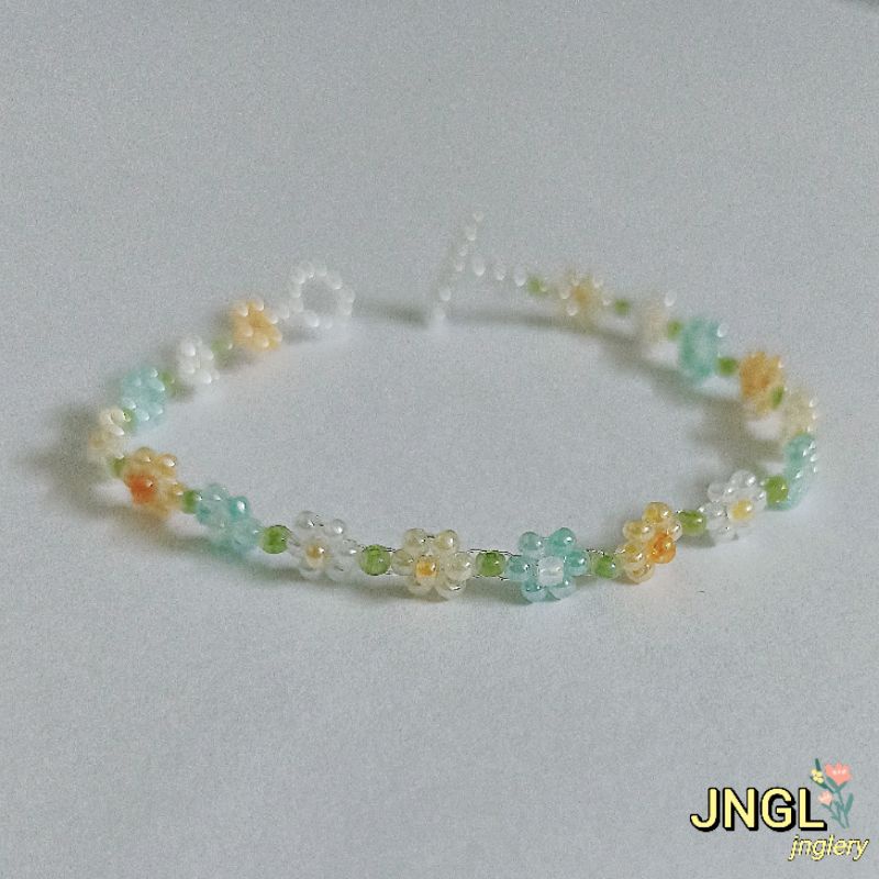 Vòng tay hạt cườm gạo kết hoa nhí 2mm kiểu Hàn mã TK513